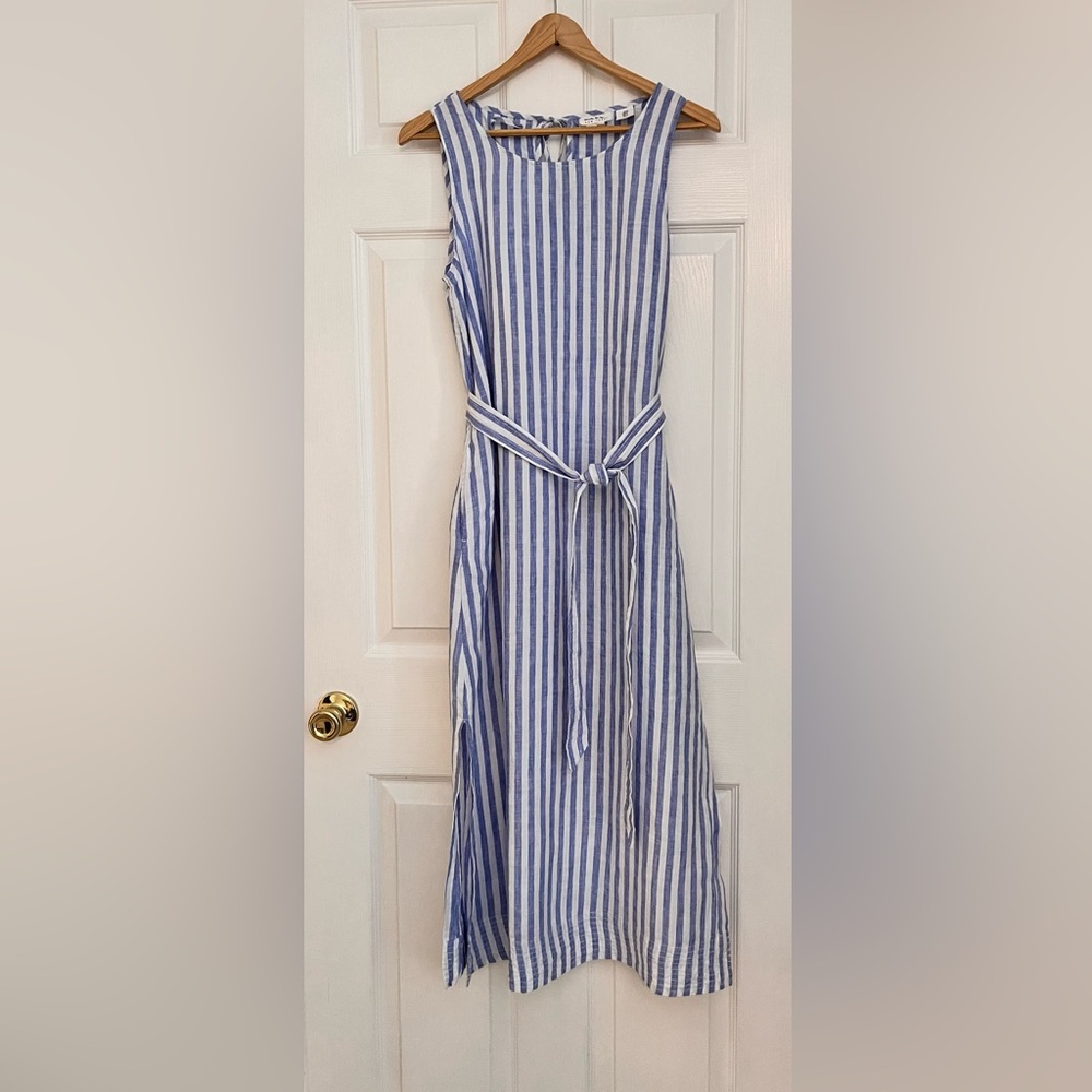 Nicole Miller Blue and White Striped Midi Dress